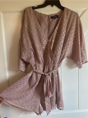 Lulus Mauve/Rose & Gold Dot Romper